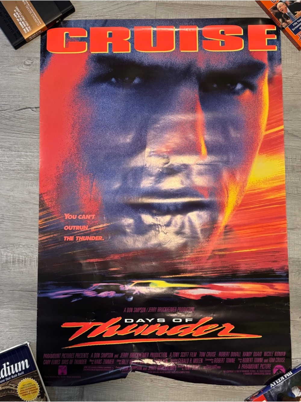 Vtg DAYS OF THUNDER - 27X40 Rolled Movie Poster 1990 Tom Cruise - Original Read